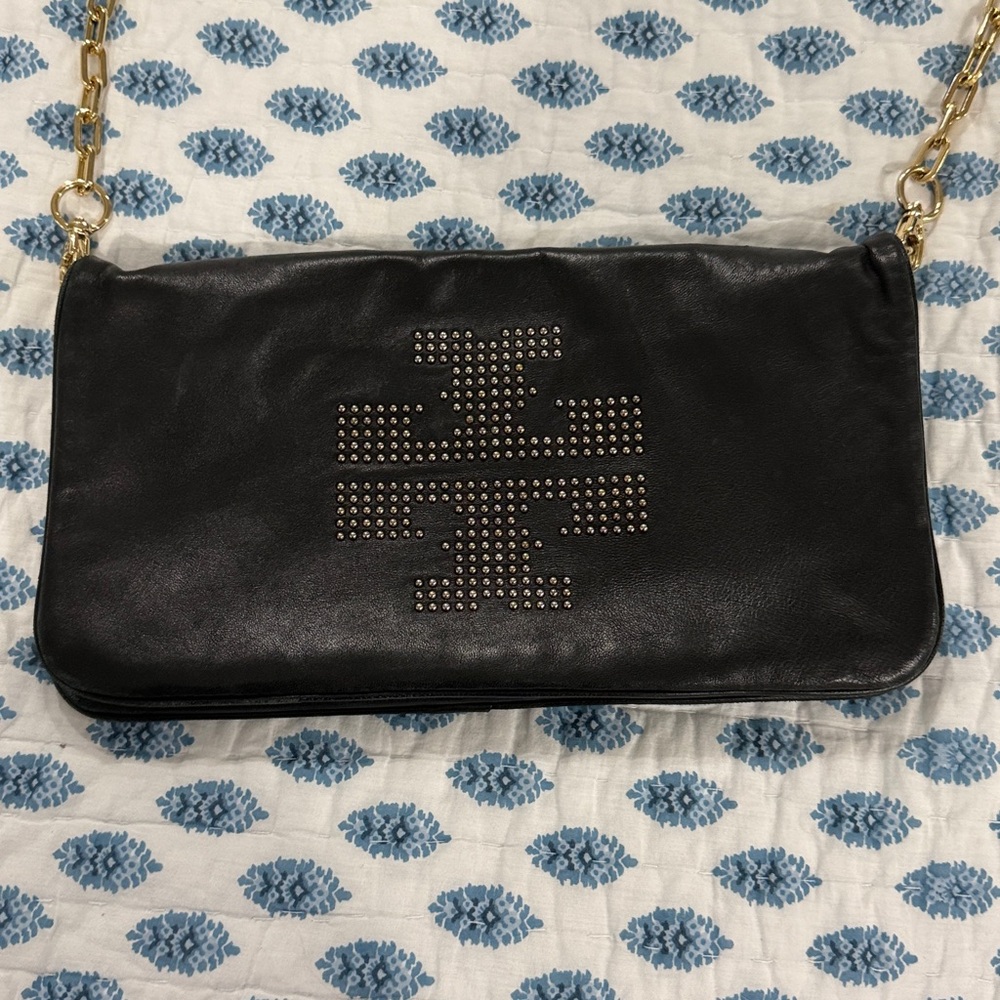 Tory Burch soft black leather Crossbody Bag with Gold Chain and dust bag